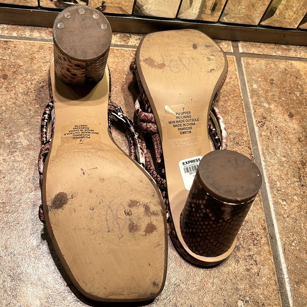 Brown & Black Faux Snake Skin Sandals - Picture 6 of 7